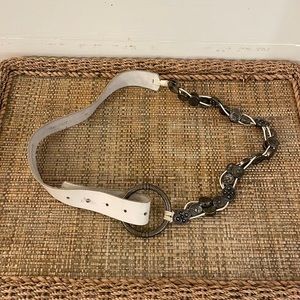 Antoniazzi Firenze Vintage Italian White Leather and Metal Belt, Size M